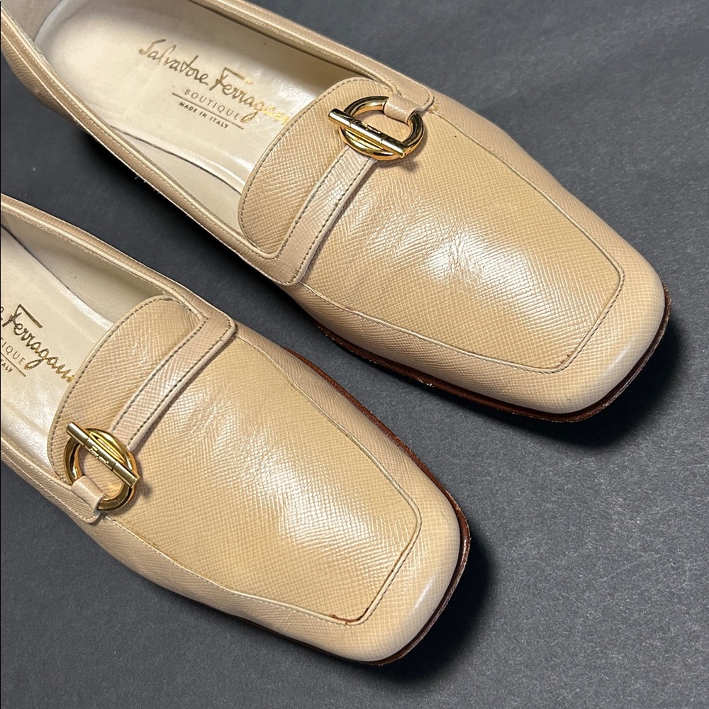 Salvatore Ferragamo Beige and Brown Loafers - Picture 5 of 17